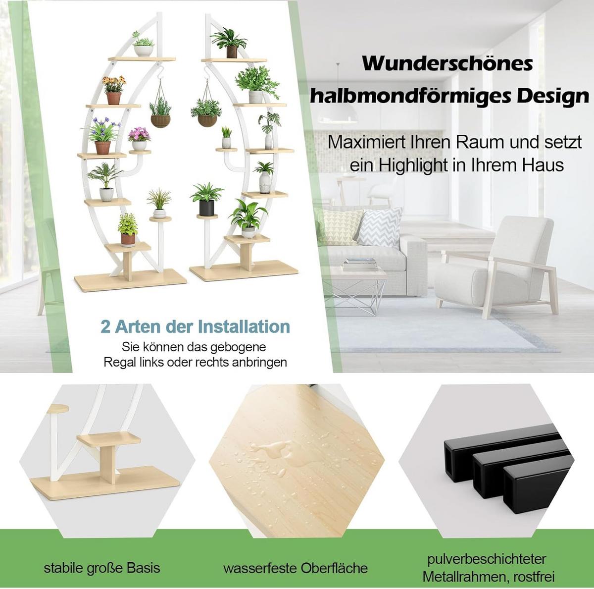 BLUMENSTÄNDER Weiß - Weiß, Holz (60/155/30cm) - COSTWAY