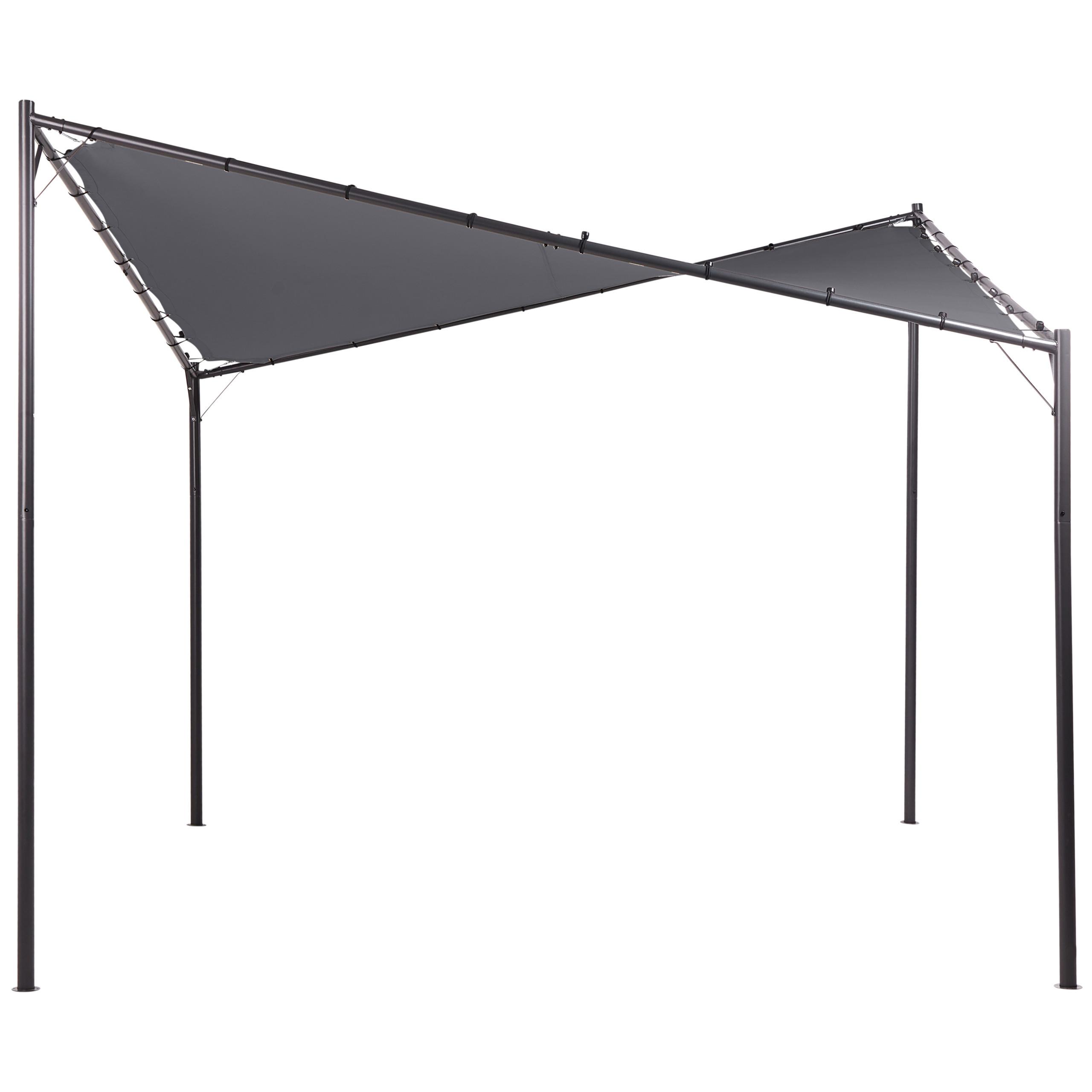 PAVILLON Metall 300 cm 300 cm Dunkelgrau Aventine - Dunkelgrau/Schwarz, Textil (300/260/300cm) - Beliani