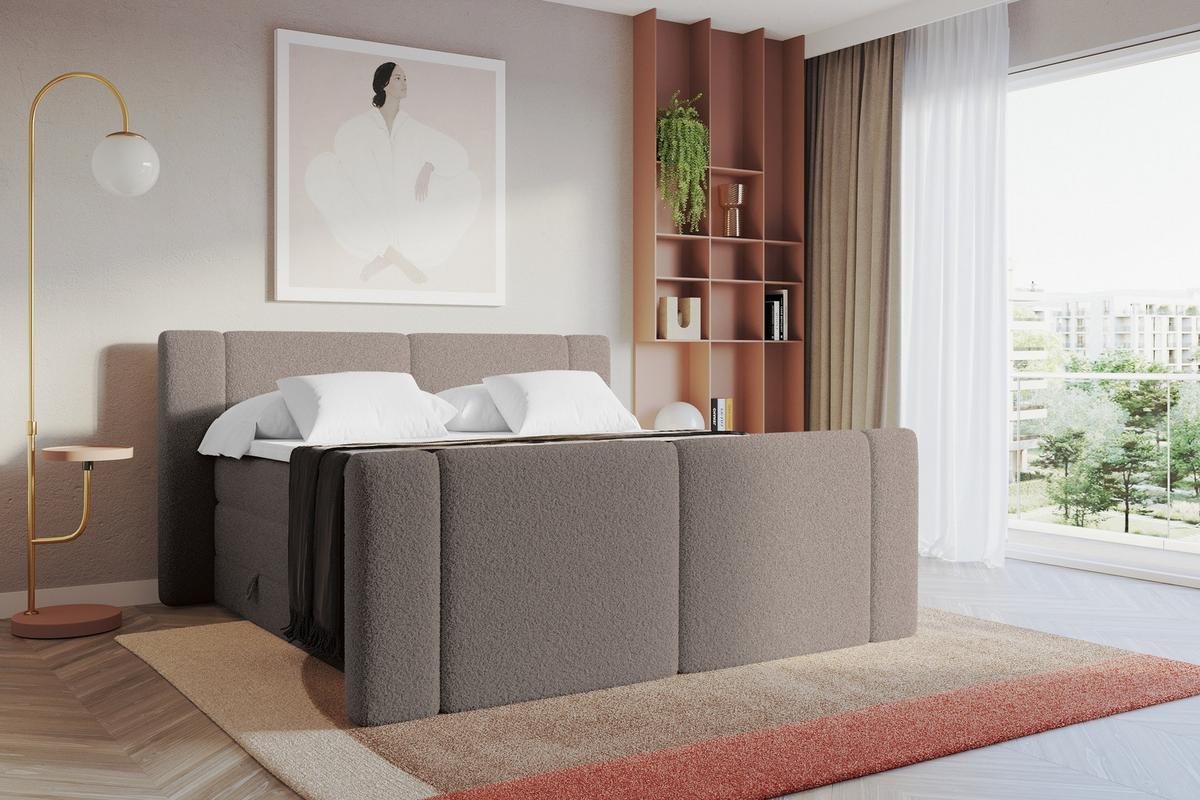 BOXSPRINGBETT mit Matratze H3/H4 - EVON KING Zanozek - 180x200 cm Braun - Braun, Holzwerkstoff (180/200cm) - ALTDECOR