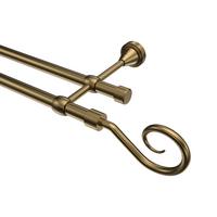 GARDINENSTANGE Primus Allegra 100 cm, 2-läufig (ohne Ringe), 16 mm Ø Messing Antik - Messingfarben/Bronzefarben, Metall (100cm) - INTERDECO
