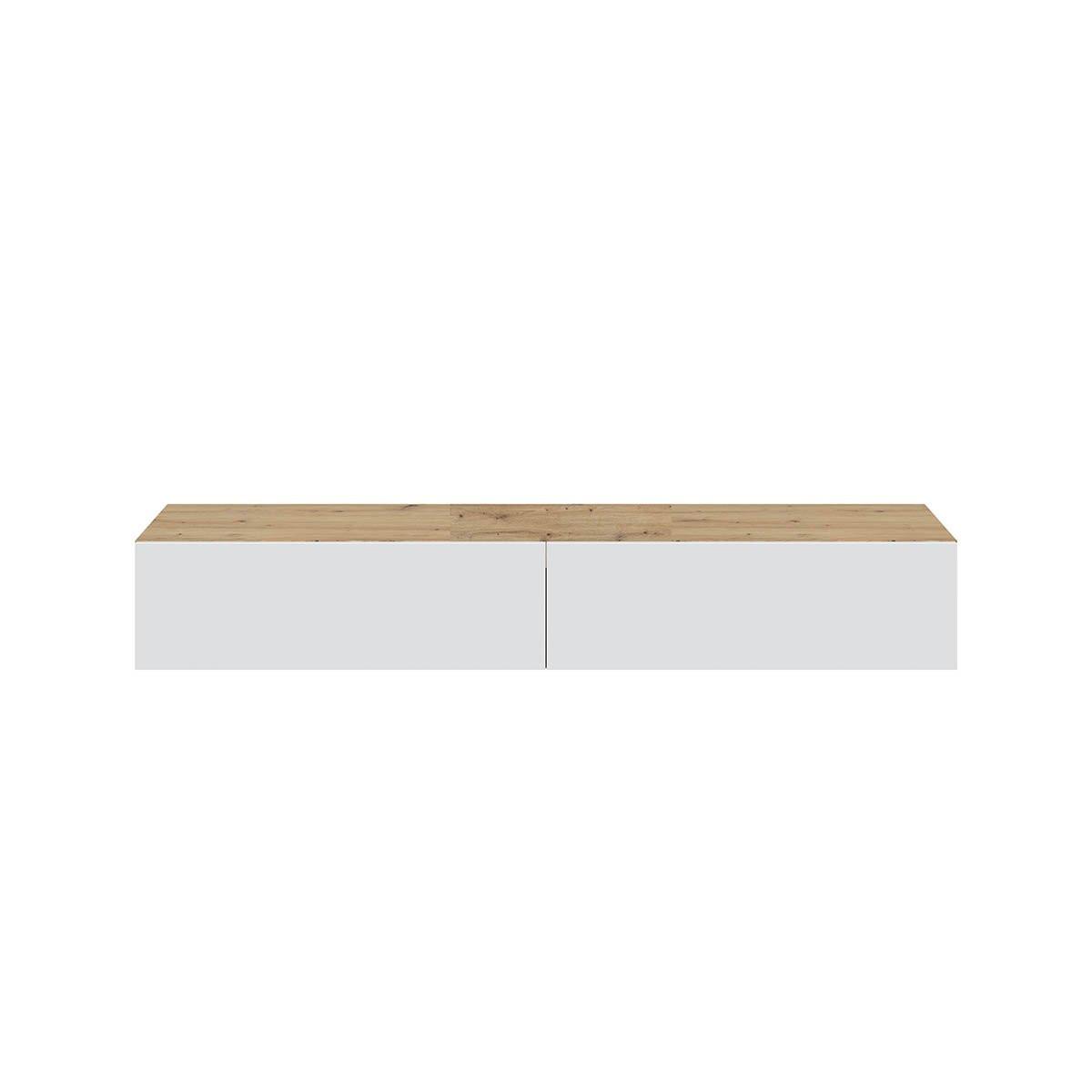 HÄNGESCHRANK mit 2 Klappen und 2 Aufbewahrungsnischen L180 cm - Kaway - Weiß, Holzwerkstoff (34.5/28/180cm) - Calicosy