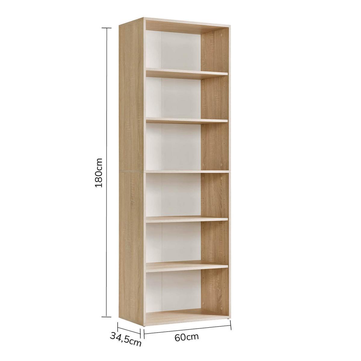 BÜCHERREGAL Der Bücherwurm - Sonoma Eiche, Holzwerkstoff (60/180/34.5cm) - Mokebo