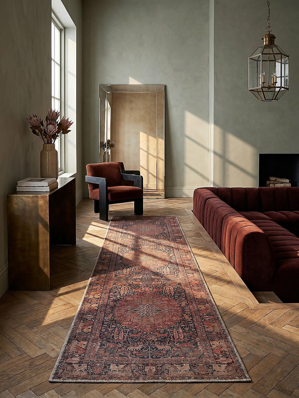 TEPPICH Waschbar HURST, orientalisch mit Medaillon, aus Polyester, Rot, 60 x 230 cm - Rot, Textil (230/60cm) - KADIMA DESIGN
