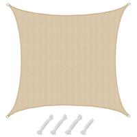 UV-SONNENSEGEL 5/5 m, Viereckig, Wasserdurchlässig, Beige - Beige, Kunststoff (500/500cm) - Amanka