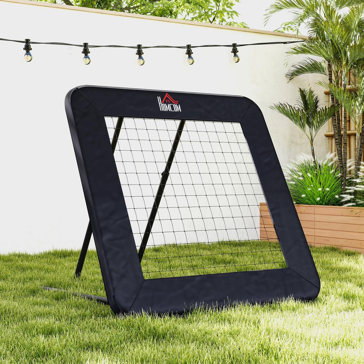FUSSBALL Rebounder klappbar Kickback Tor Rückprallwand verstellbar Stahl Schwarz - Schwarz, Metall (118/128cm) - HOMCOM