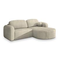 ECKSOFA AMILIA P R-S Creme Kordstoff mit Schlaffunktion - Creme, Holz (263/174cm) - MASSENO