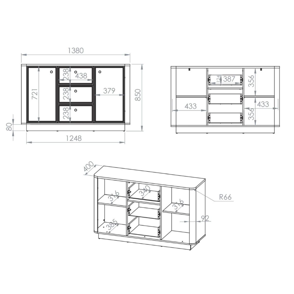 SIDEBOARD Vilavio Kaschmir/Eicheoptik Dunkel 138 cm - Taupe/Dunkelbraun, Holzwerkstoff/Metall (138/85/40cm) - Selsey