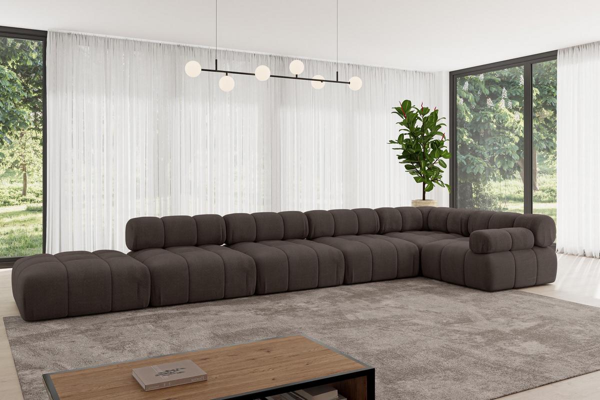 ECKSOFA modulares Sofa Felto-L3 - 475x190x70 cm Braun Velours - Braun, Holzwerkstoff/Textil (475/190cm) - ALTDECOR