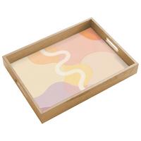 TABLETT Gewellte Formen - Abstrakt - Pastell 40x30 cm - Beige, Holz (40/5/5cm) - OnlyWow
