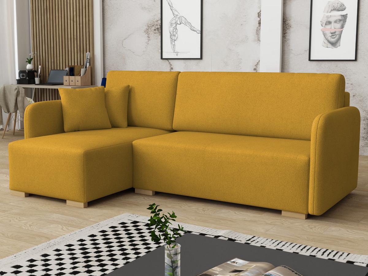 ECKSOFA Como L - Gelb/Naturfarben, Holz/Textil (220/140cm) - MIRJAN24