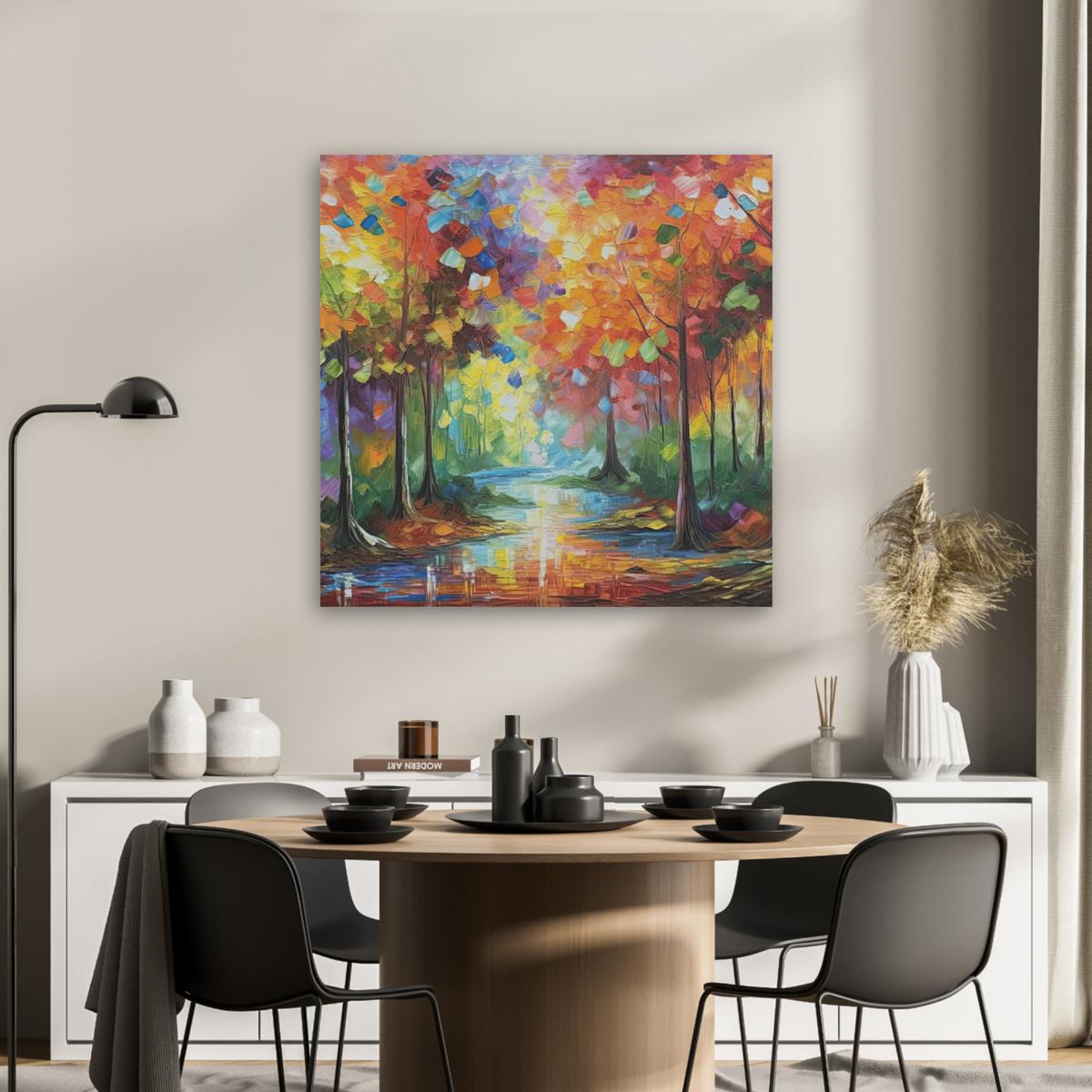 AKUSTIKBILD Landschaft - Wald - Farben - Natur Akustikpaneele 80x80 cm - Multicolor, Kunststoff (80/80/0.9cm) - MuchoWow