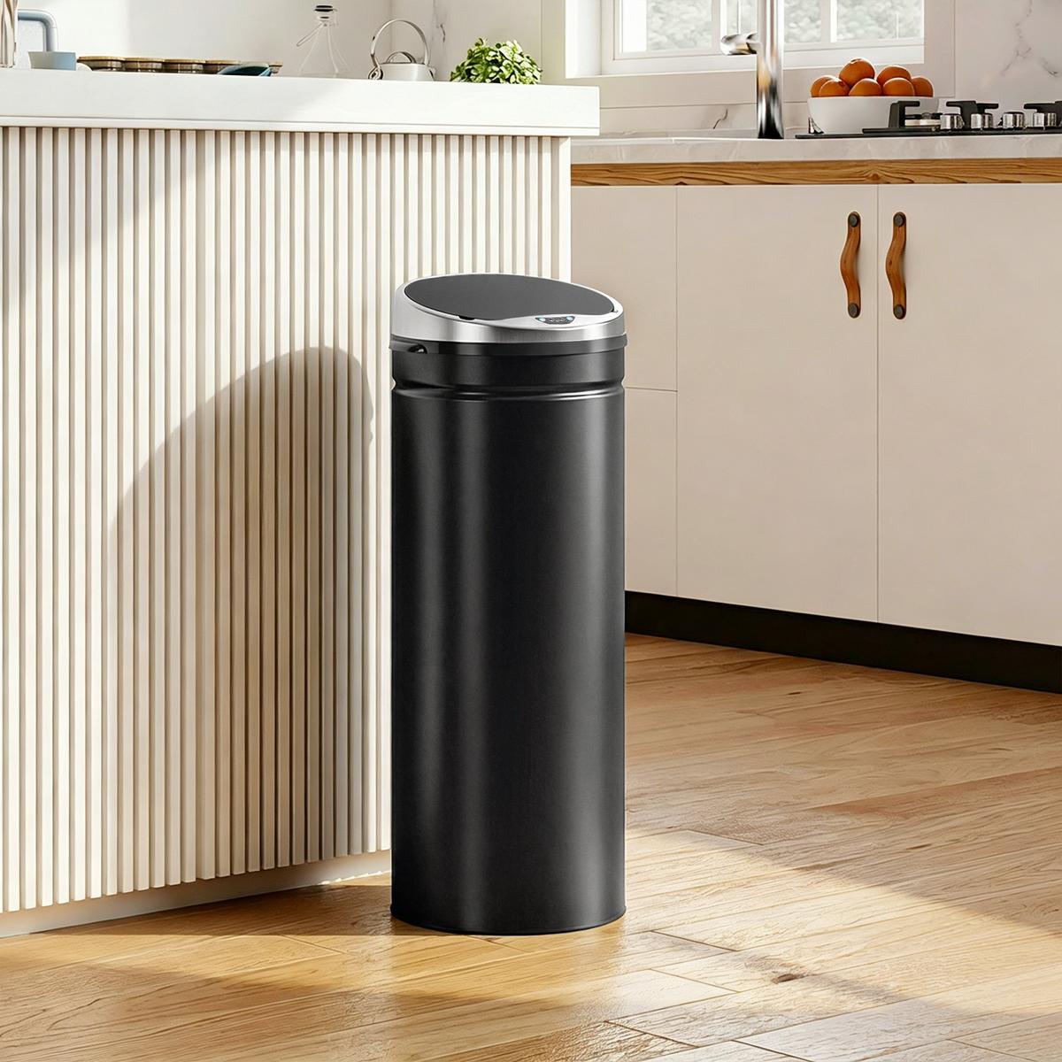 SENSOR-MÜLLEIMER Edelstahl ABS Schwarz - Schwarz, Metall (30.5/81.5/30.5cm) - HOMCOM