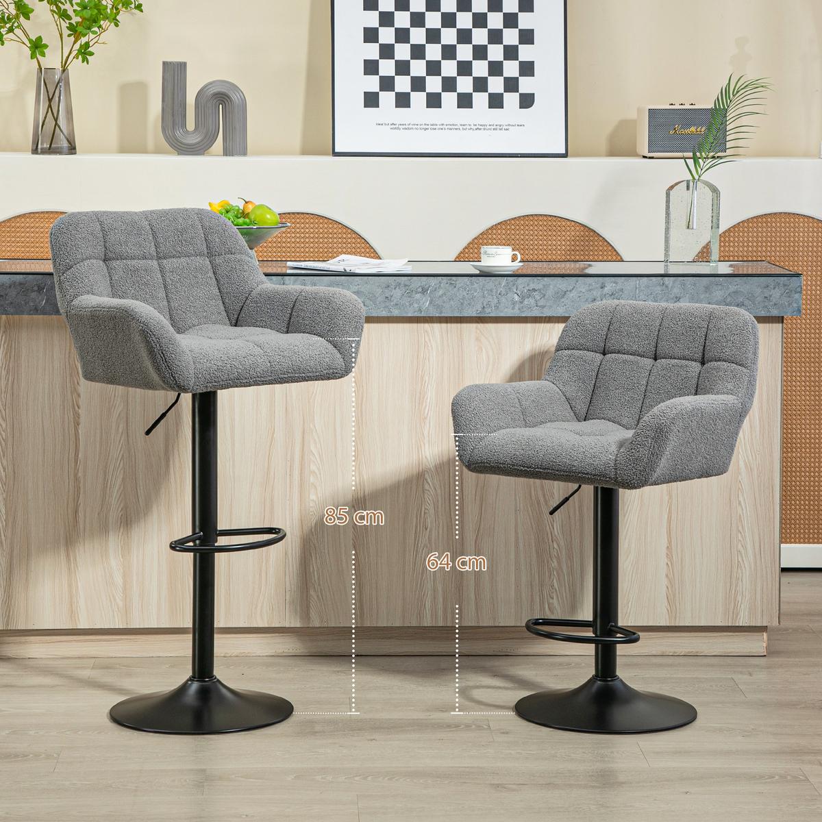 BARHOCKER 2er Set Polyester Stahl Grau - Grau, Textil (52.5/114/57.5cm) - HOMCOM