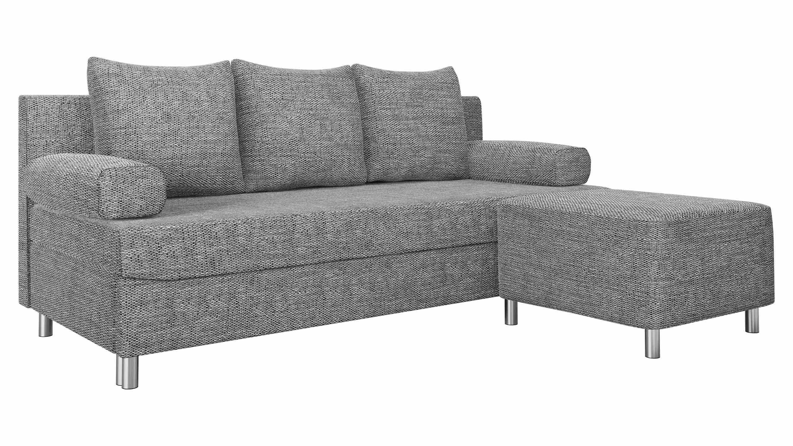 SCHLAFSOFA Dover mit Polsterhocker - Chromfarben/Hellgrau, Holz/Kunststoff (192/86/80cm) - MIRJAN24