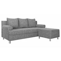 SCHLAFSOFA Dover mit Polsterhocker - Chromfarben/Hellgrau, Holz/Kunststoff (192/86/80cm) - MIRJAN24