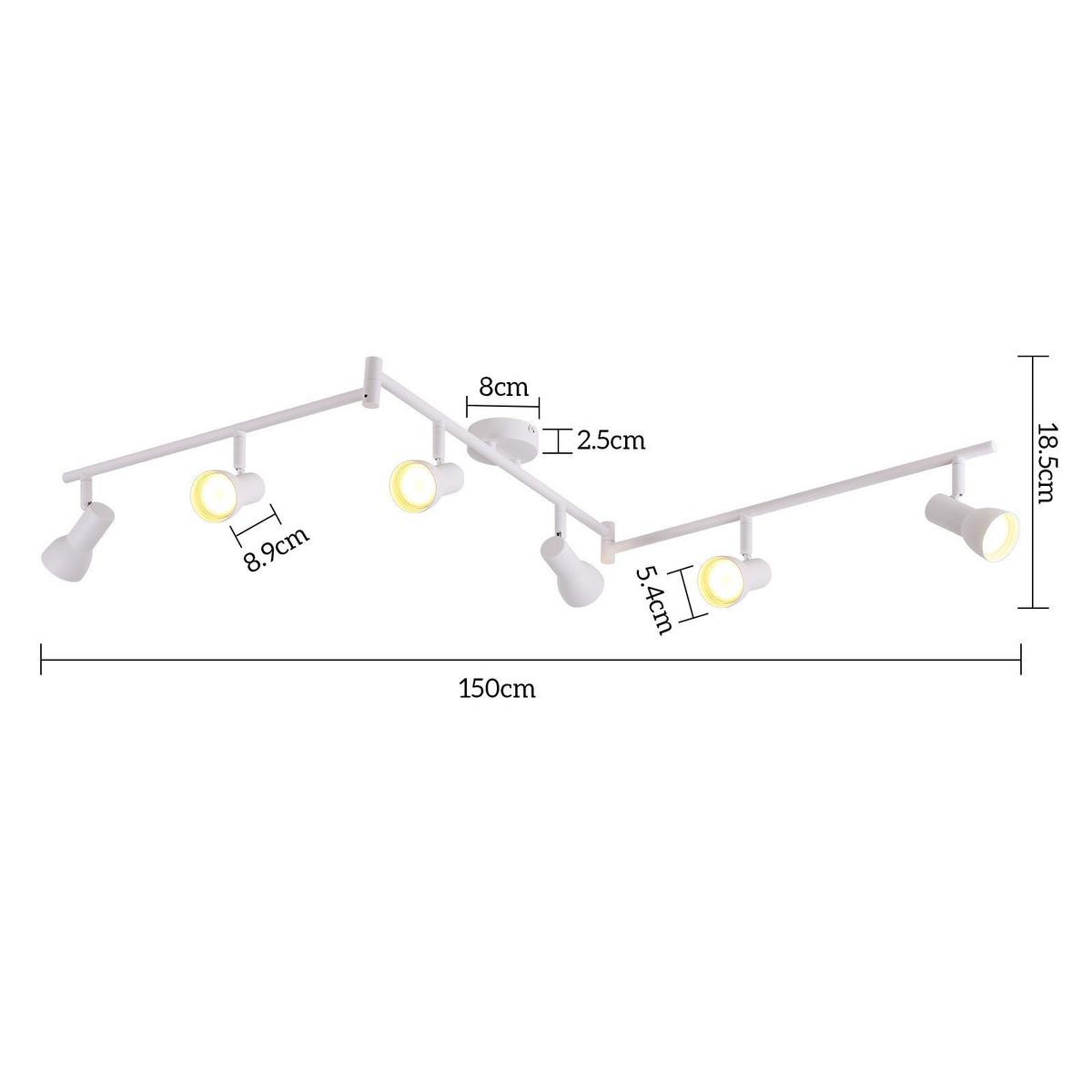 DECKENSTRAHLER Lemons 6-flammig 150/8/18.5cm - Weiß, Metall (150/8/18.5cm) - Nettlife