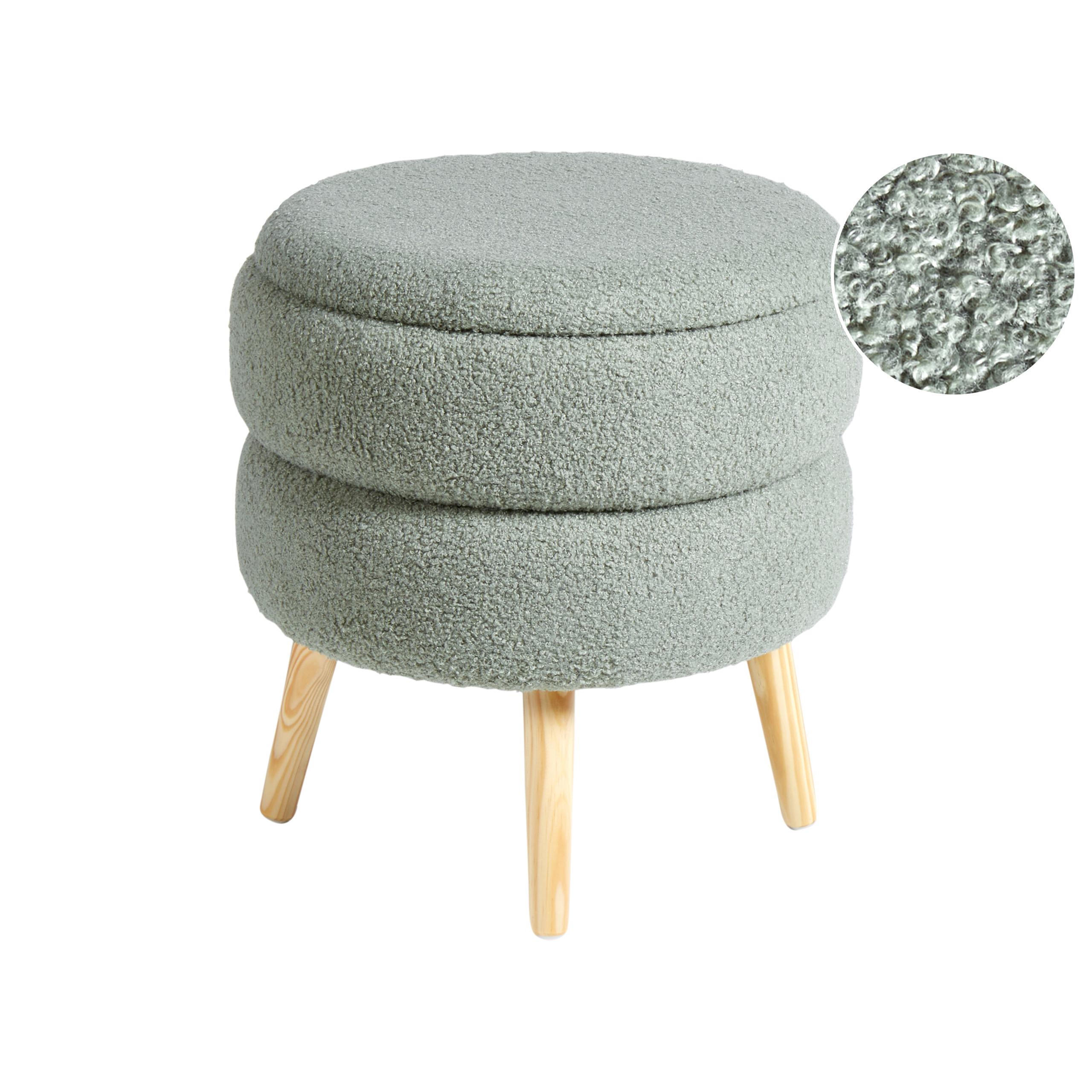 HOCKER Grün Okaton - Braun/Grün, Textil (44/48/44cm) - Beliani