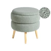HOCKER Grün Okaton - Braun/Grün, Textil (44/48/44cm) - Beliani
