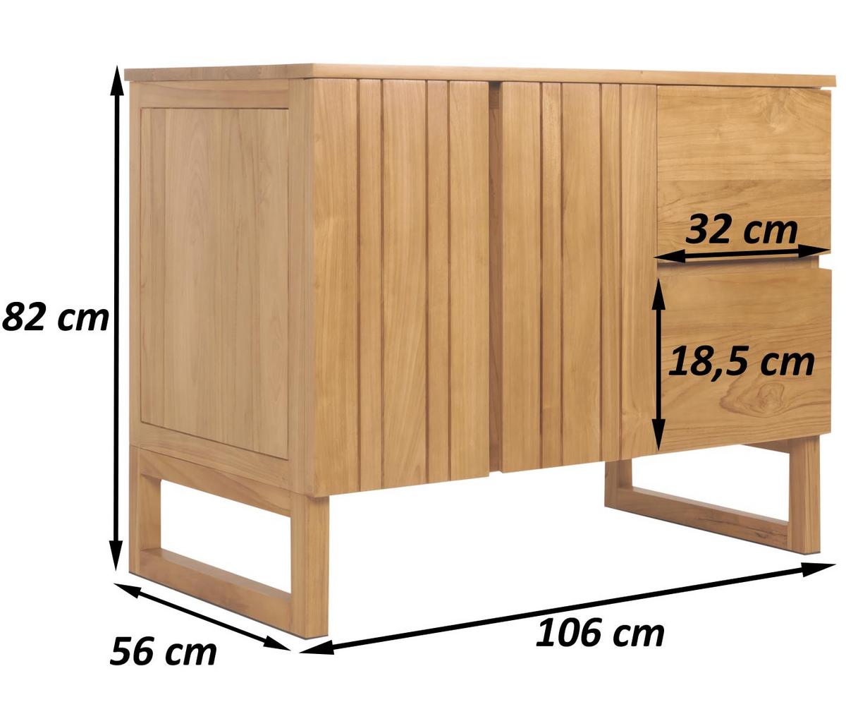TEAK-WASCHBECKENUNTERSCHRANK Braun - Braun, Holz (106/82/56cm) - MCW