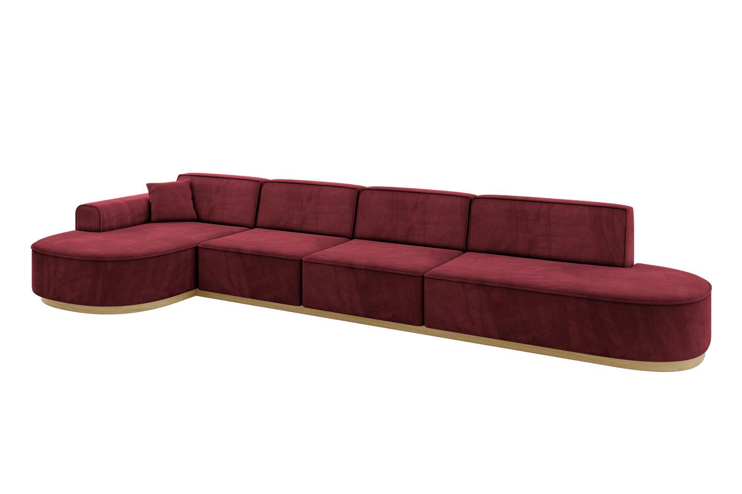 ECKSOFA Ottomane Links MARI-L3-v2 - 413x171x83 cm Bordeaux Velours - Bordeaux, Holzwerkstoff/Textil (413/171cm) - ALTDECOR