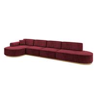 ECKSOFA Ottomane Links MARI-L3-v2 - 413x171x83 cm Bordeaux Velours - Bordeaux, Holzwerkstoff/Textil (413/171cm) - ALTDECOR