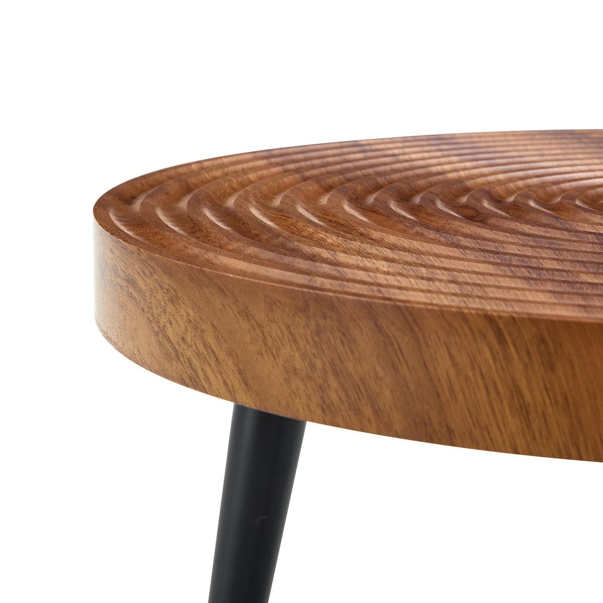 COUCHTISCH Walnussbraun Rund mit Jahresringen & Metallbeinen - Walnussfarben, Holzwerkstoff (60/60/37cm) - Urban Meuble