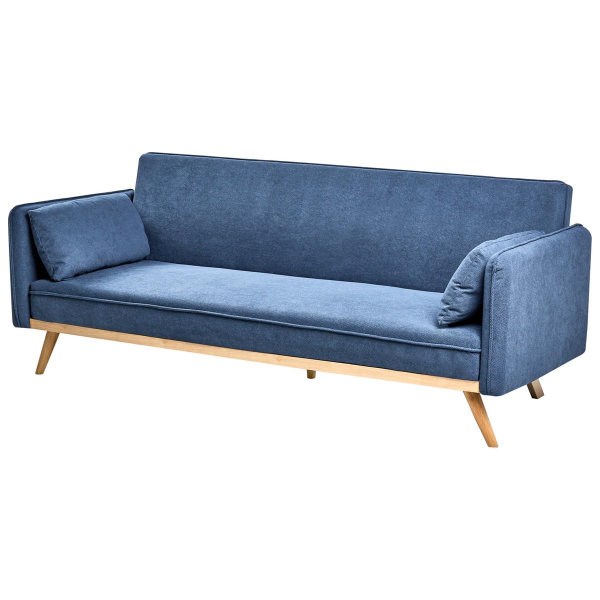 SCHLAFSOFA Stoff Blau Asaa - Blau/Braun, Textil (205/76/80cm) - Beliani