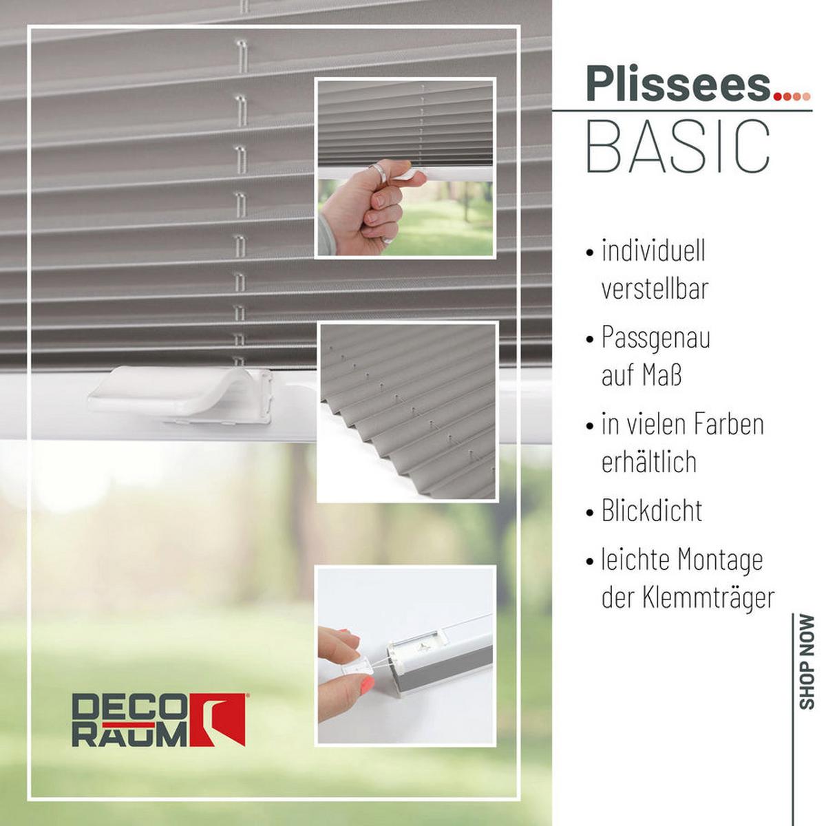 PLISSEE Basic 95 x 210cm Klemmfix ohne Bohren - Grau, Textil (95/210cm) - Deco-Raum