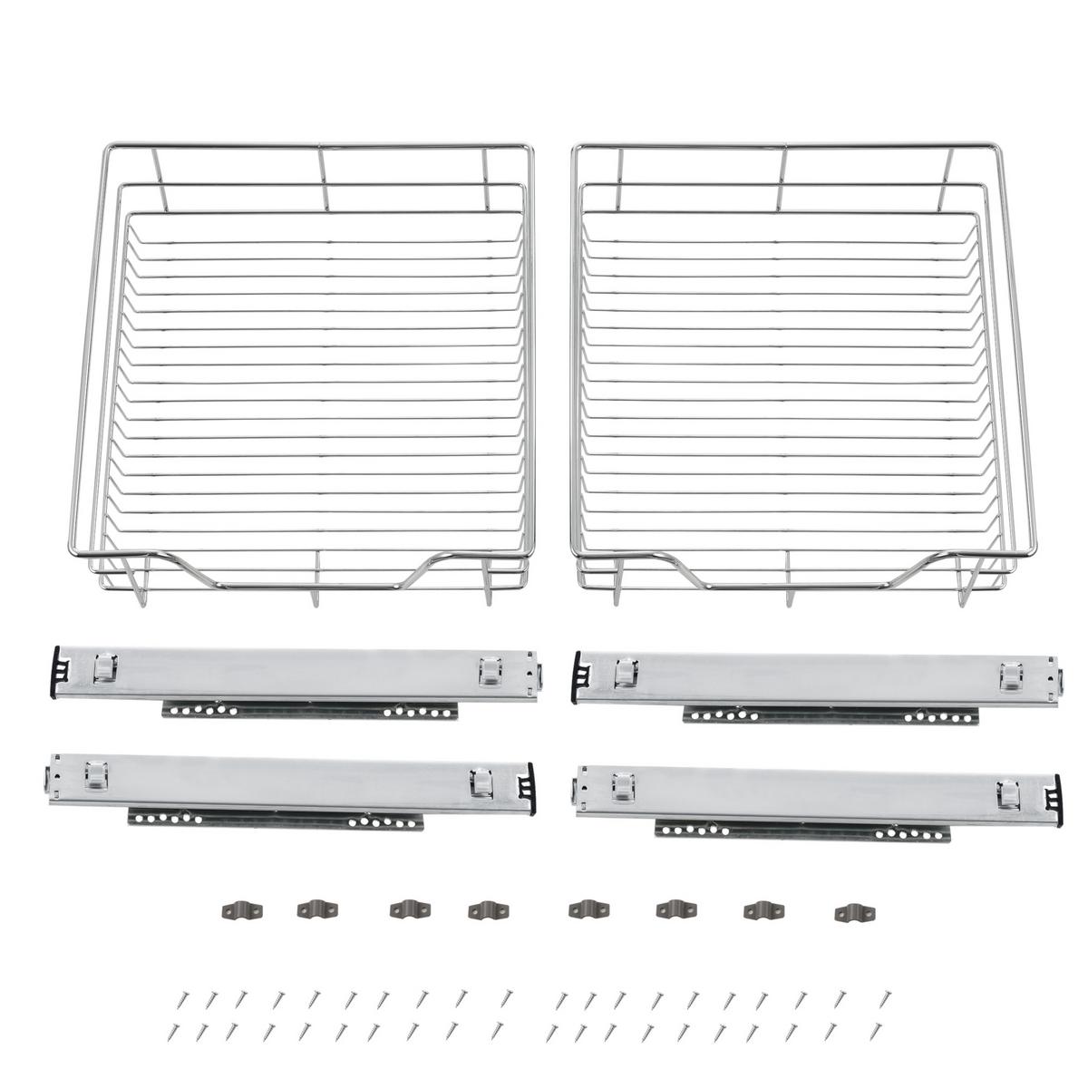 TELESKOPSCHUBLADE-SET 2 TLG. Doustelle - Silberfarben, Metall (44/14/47cm) - [en.casa]