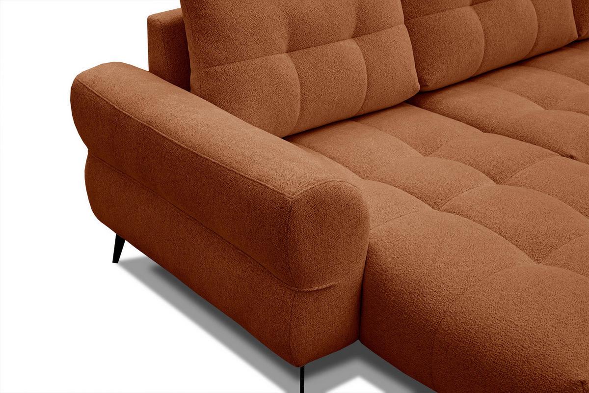 ECKSOFA SALVINI 4-Sitzer, dunkelorange - Dunkelorange/Schwarz, Holzwerkstoff/Textil (158/292cm) - Wozimo