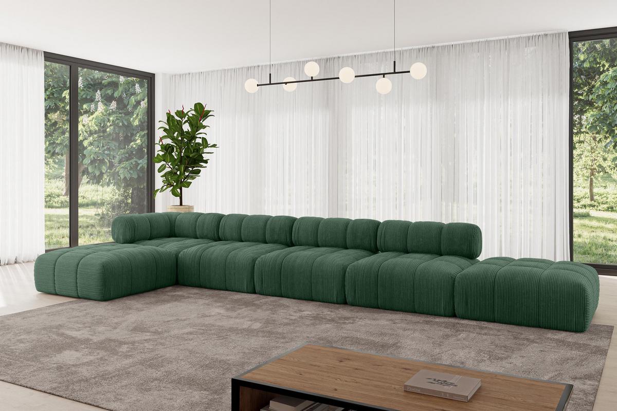 ECKSOFA modulares Sofa Kerru-L3 - 475x190x70 cm Grün Cord - Grün, Holzwerkstoff/Textil (475/190cm) - ALTDECOR