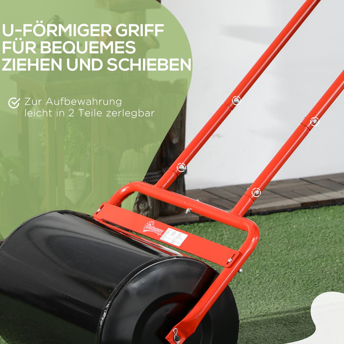 RASENWALZE 50cm Breite - Rot, Metall (32.5/113/58cm) - Outsunny