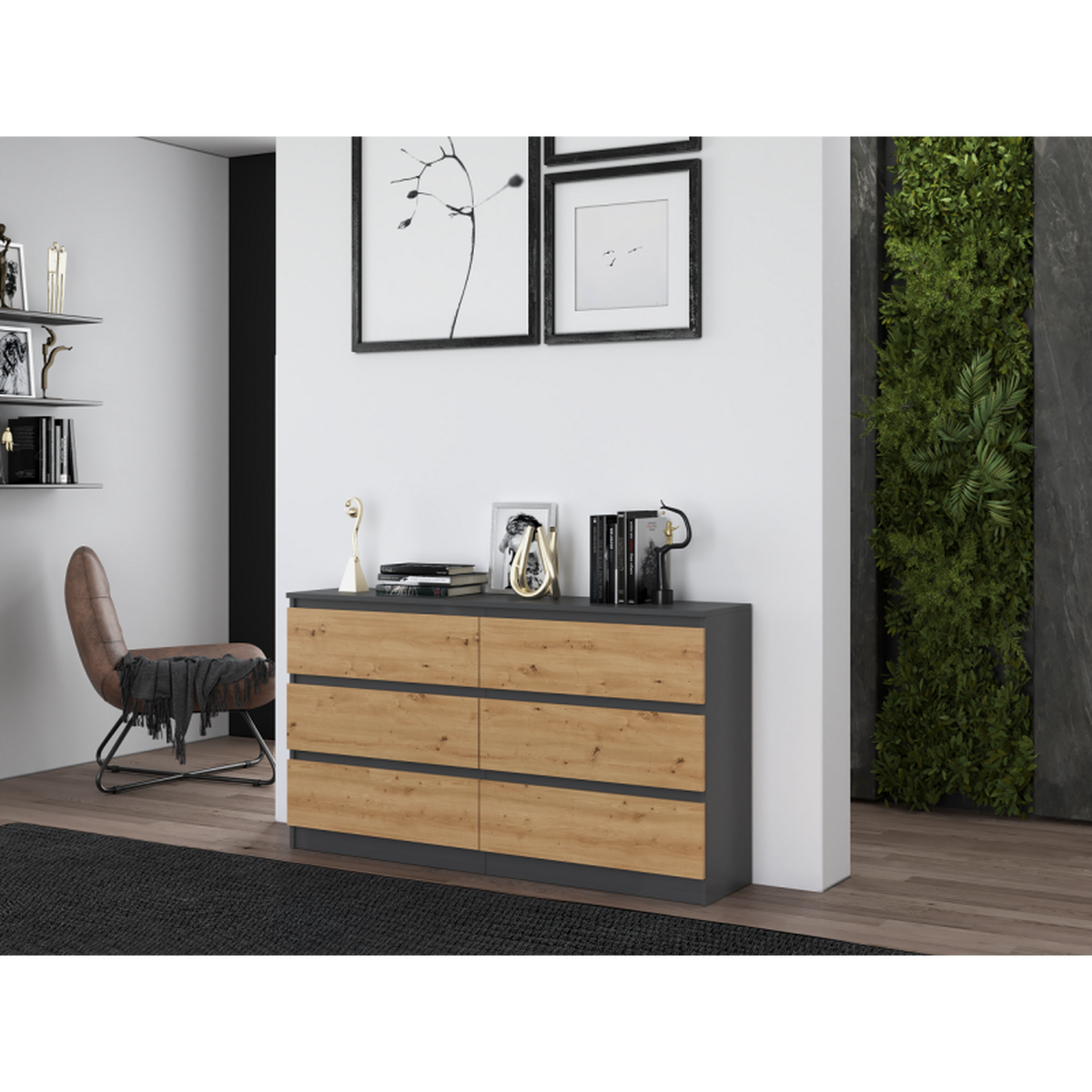 KOMMODE Anthrazit, Artisan 138/75/40 - Anthrazit, Holzwerkstoff (138/75/40cm) - RAUMHIRSCH FURNITURE