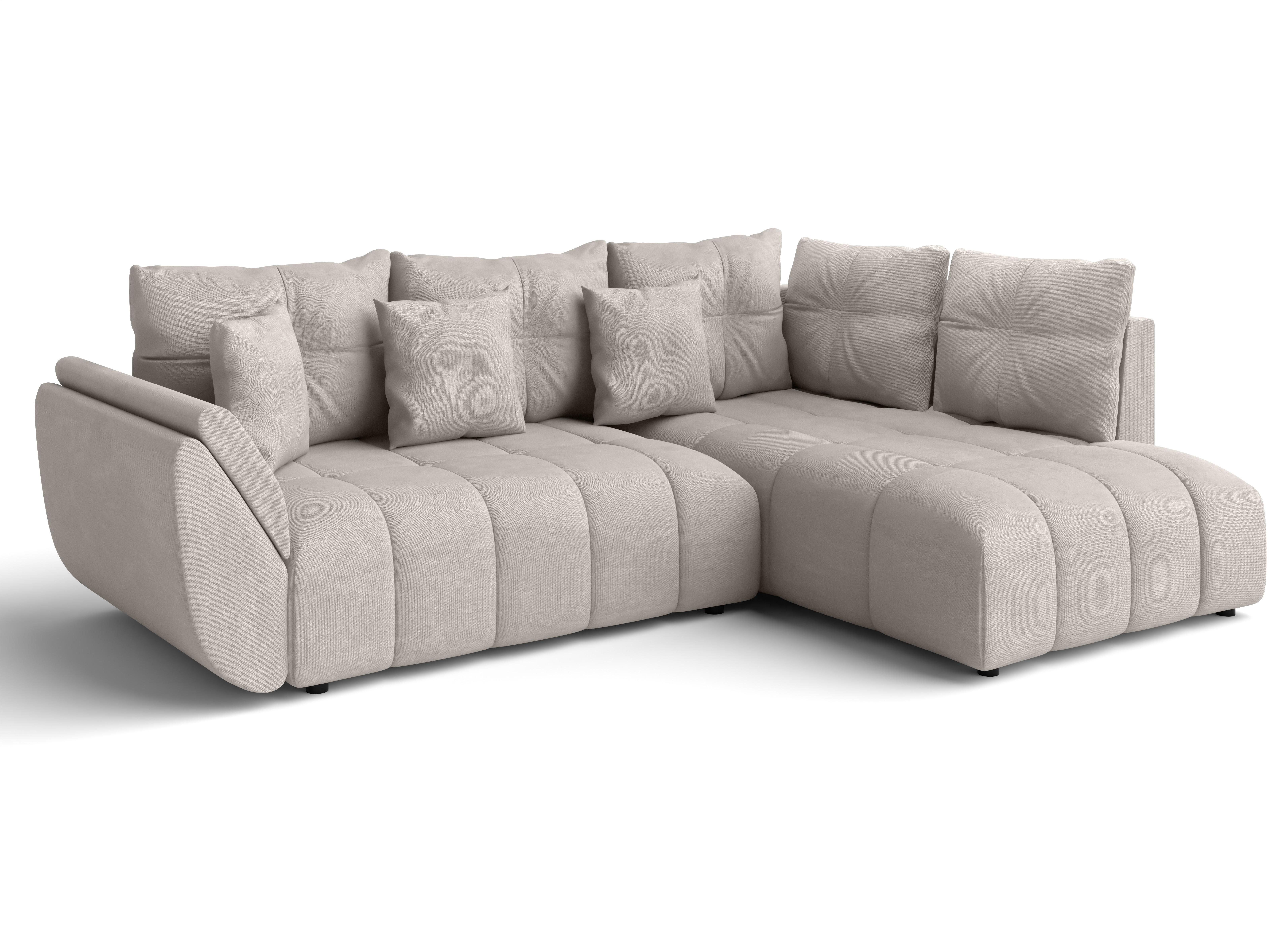 ECKSOFA L Form Kayseri Beige 268/192/96 cm – mit Bettkasten - Beige/Schwarz, Kunststoff/Textil (268/192cm) - AX Living