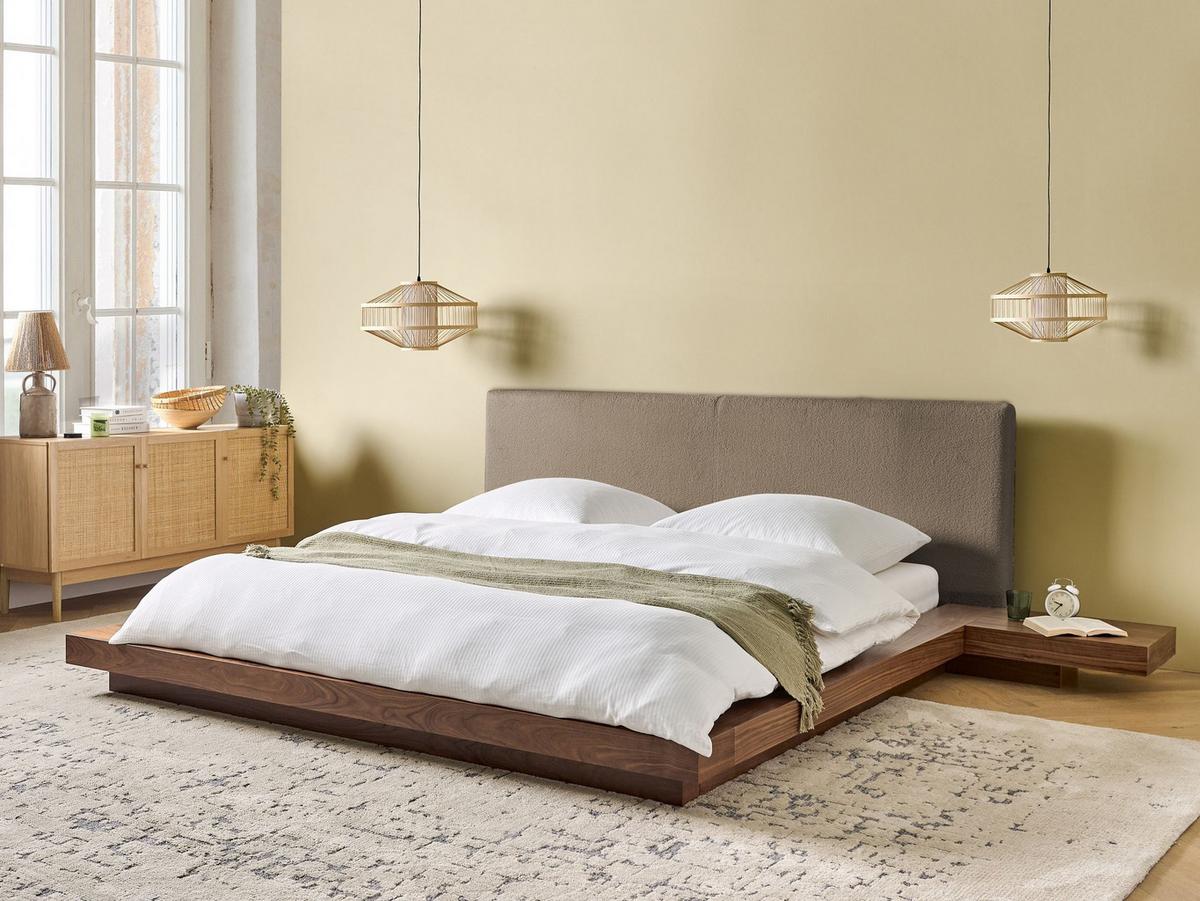 BETT mit Lattenrost 180/200 cm MDF-Platte Taupe Zen - Taupe, Holz (180/200cm) - Beliani