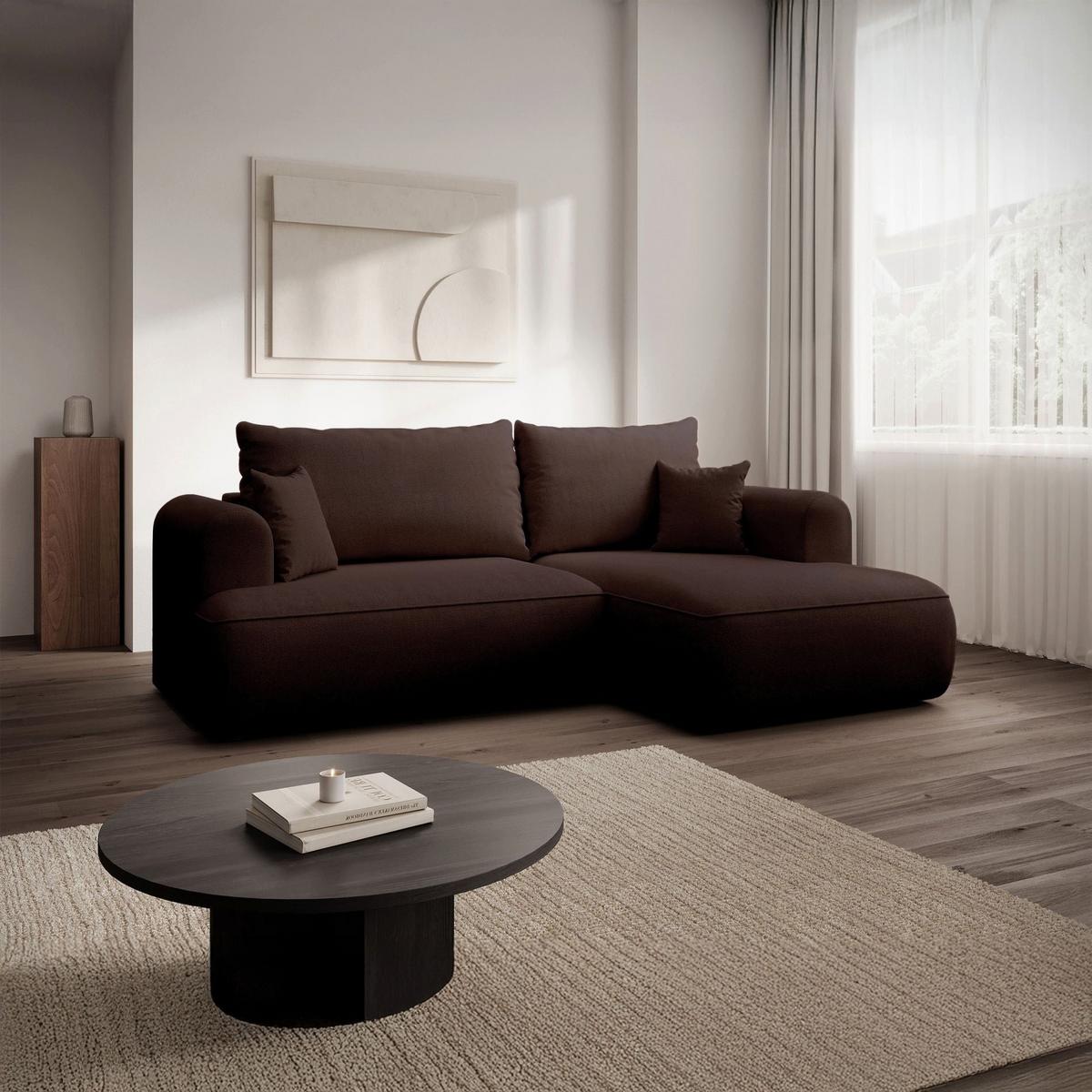 ECKSOFA Ovo Mini Braun rechts - Schwarz/Braun, Kunststoff/Textil (156/238cm) - Selsey