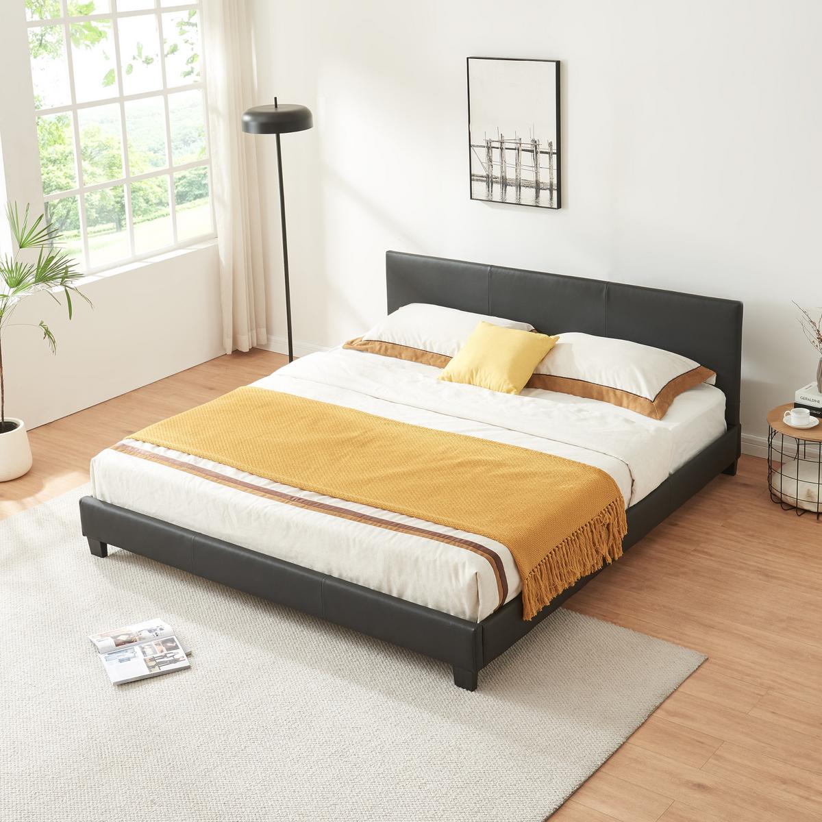 POLSTERBETT Albacete - Schwarz, Textil (160/200cm) - Corium