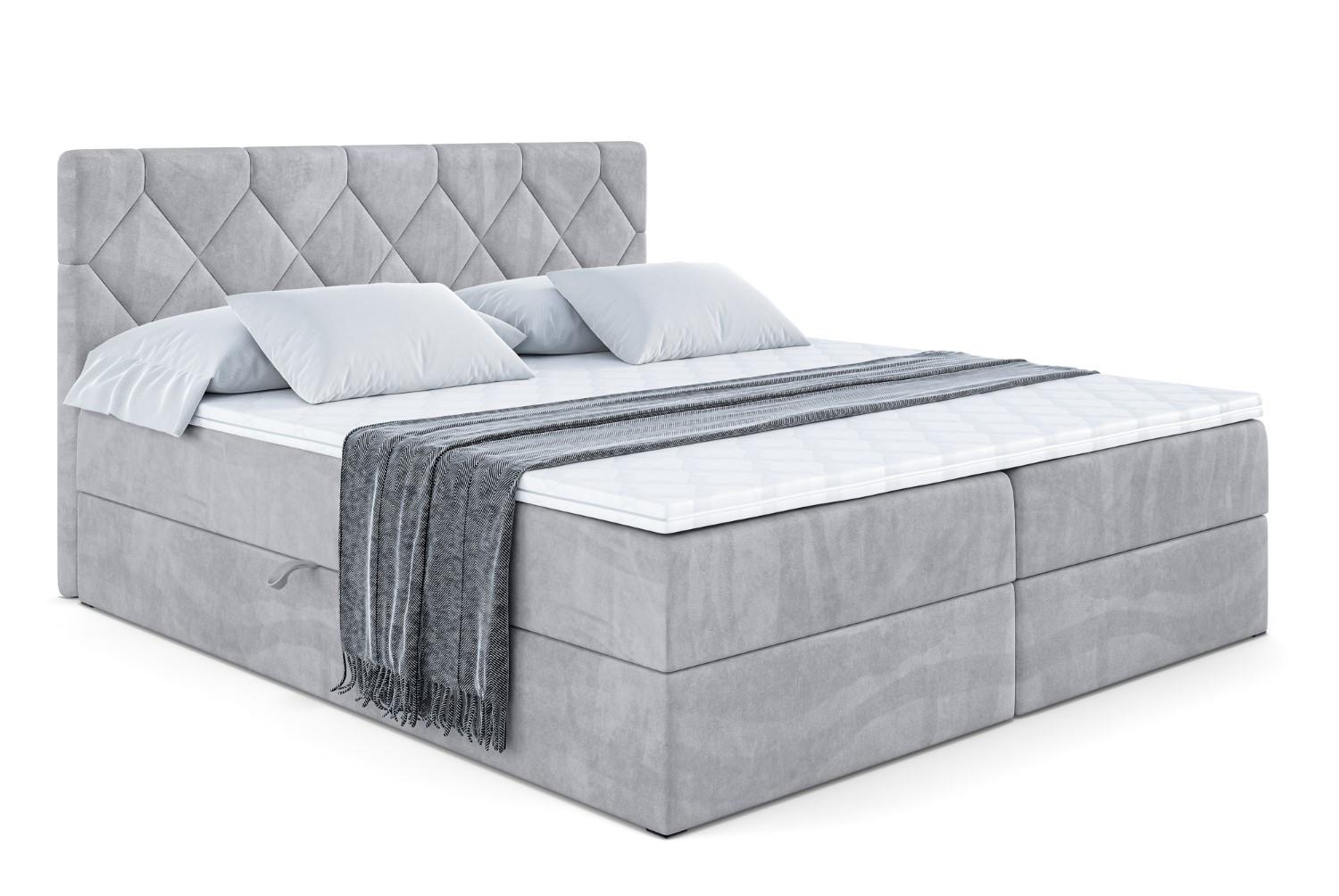 BOXBETT mit Matratze H3 und Lattenrost - CATOR - 140 x 200 Hellgrau - Hellgrau, Holzwerkstoff (140/200cm) - ALTDECOR