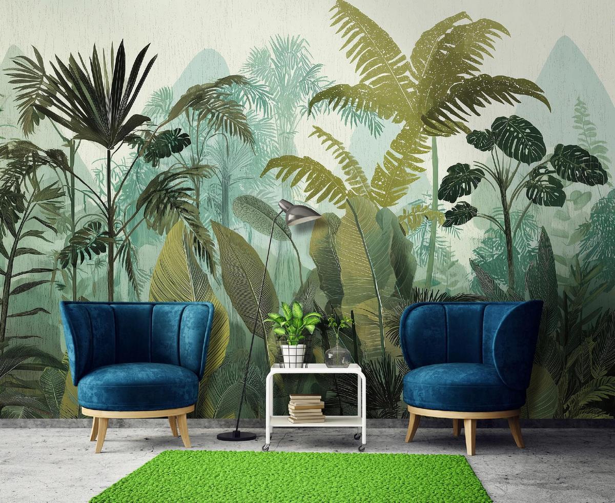 FOTOTAPETE 3D Effekt Dschungel Wald Wohnzimmer 400x280 - Multicolor, Papier (400/280cm) - Wallarena