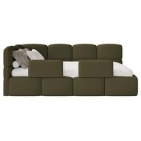 JUGENDBETT Cloudy links mit Rausfallschutz Bouclé Olivgrün - Olivgrün, Kunststoff/Textil (90/200cm) - Selsey
