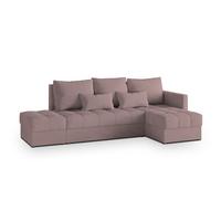 ECKSOFA LUMARI R-S Rosa Plüsch-Stoff mit Schlaffunktion - Rosa, Holz (262/143cm) - MASSENO