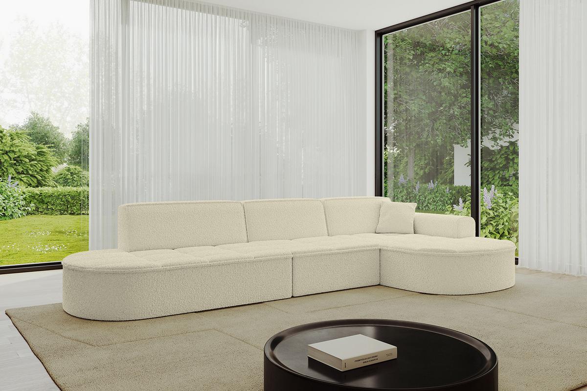 ECKSOFA Ottomane Rechts TARO-L2 - 328x171x79,5 cm Beige - Beige, Holzwerkstoff/Textil (328/171cm) - ALTDECOR