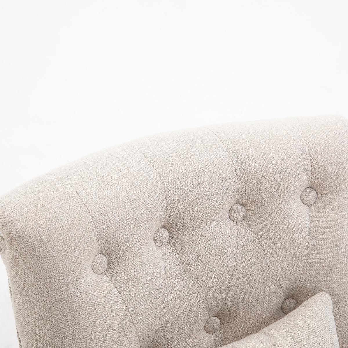 RELAXSESSEL, Sessel mit Rückenkissen, Loungesessel mit Leinenoptik - Weiß, Textil (69/77/52.5cm) - HOMCOM
