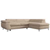 ECKSOFA PEDRO L Beige Plüsch - Rechts Seite - Sandfarben/Beige, Textil/Metall (273/208cm) - MKS