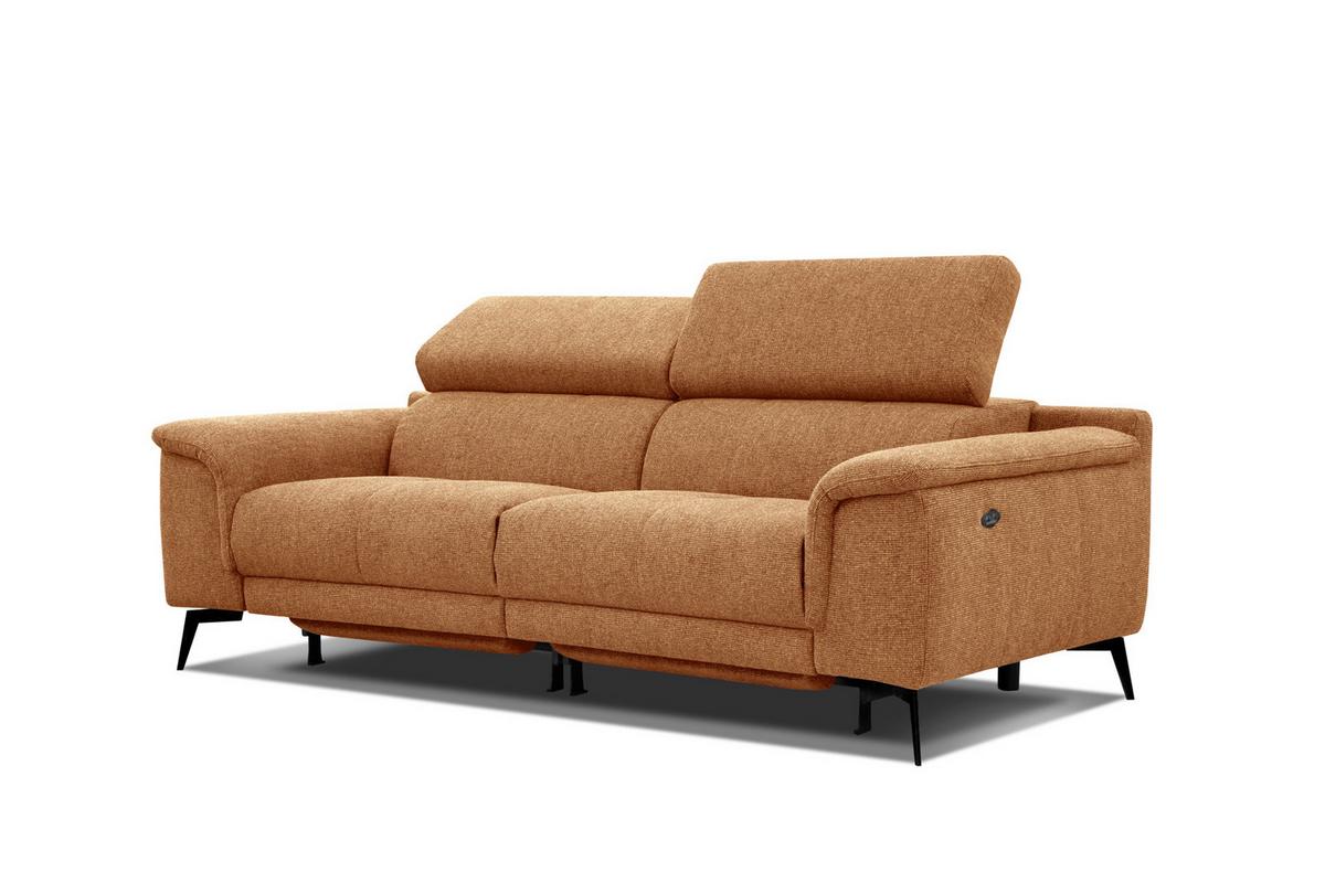 RELAXSOFA FIERO 3-Sitzer mit 2 Relaxfunktionen, orange - Schwarz/Orange, Holzwerkstoff/Textil (212/82/103cm) - Wozimo