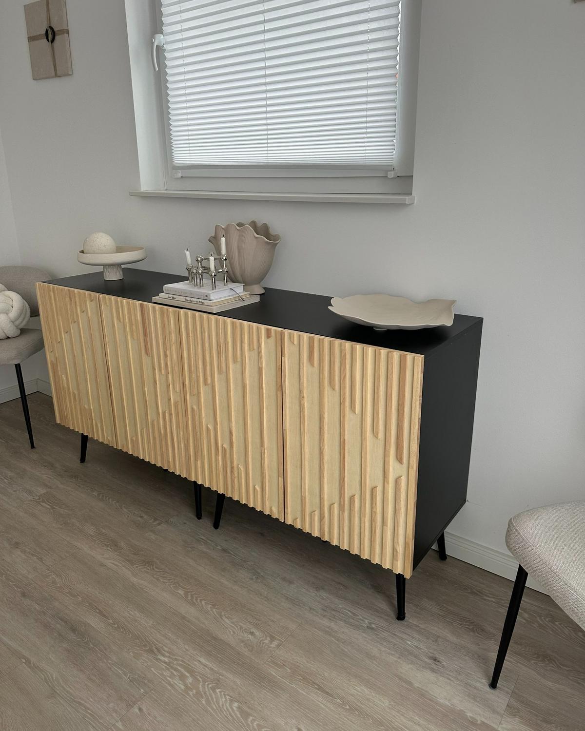 SCHRANK Braun/Schwarz Dalcross - Braun, Holzwerkstoff (80/80/43cm) - Beliani