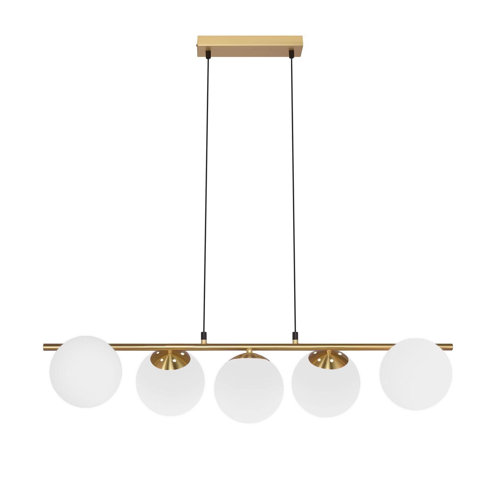 PENDELLEUCHTE Caspian 90/15/173.5 cm - Goldfarben/Weiß, Glas/Metall (90/15/173.5cm) - ZMH