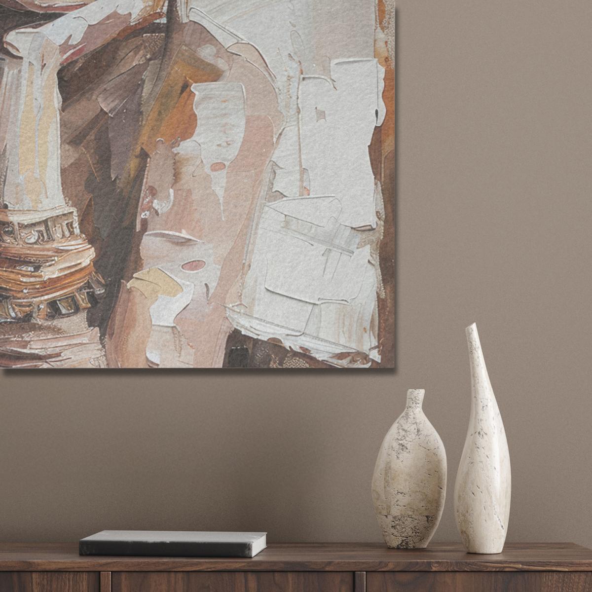 AKUSTIKBILD Frau - Lackierung - Porträt - Modern Akustikpaneele 90x90 cm - Altrosa, Kunststoff (90/90/0.9cm) - MuchoWow
