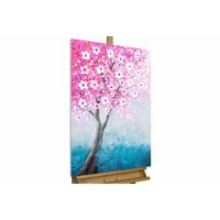 ACRYLBILD HANDGEMALT 60/90 cm - Blau/Pink, Holz/Textil (60/90cm) - KUNSTLOFT