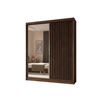 SCHWEBETÜRENSCHRANK LAMELLO 200/216/61 cm Modern Kleiderschrank 2-türig mit Spiegel Nussbaumfarben - Nussbaumfarben, Holzwerkstoff (200/216/61cm) - MASSENO